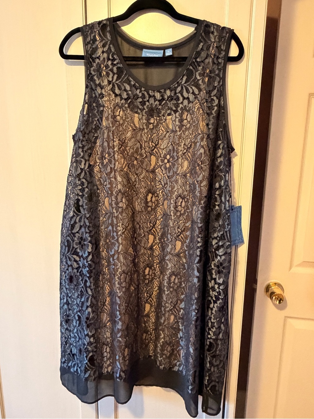 Simply Vera Vera Wang Navy Blue Lace Overlay Shift Dress